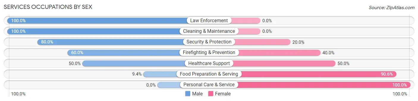 Services Occupations by Sex in Zip Code 61465
