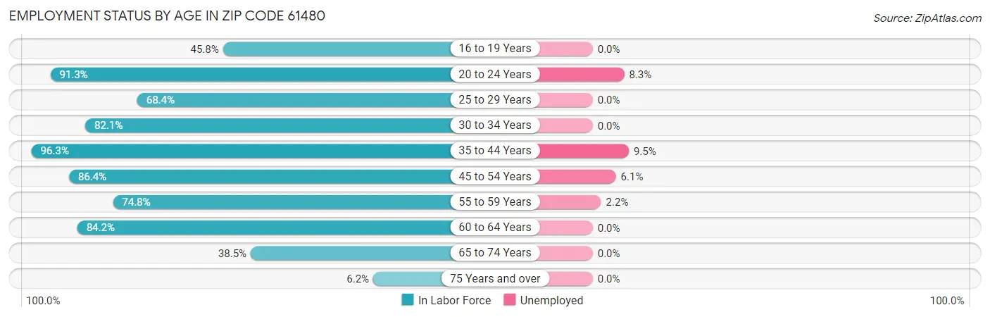 Employment Status by Age in Zip Code 61480