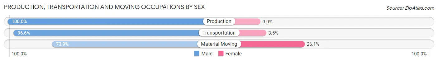 Production, Transportation and Moving Occupations by Sex in Zip Code 61489