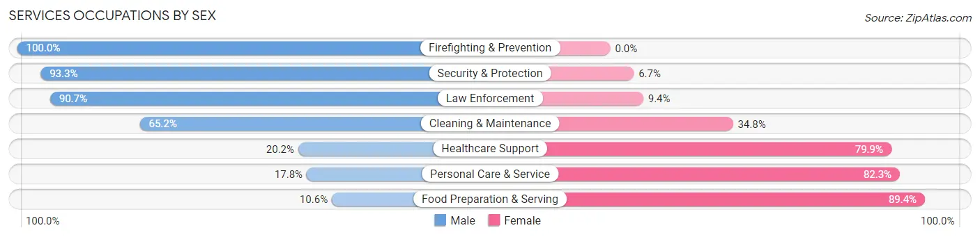 Services Occupations by Sex in Zip Code 61520