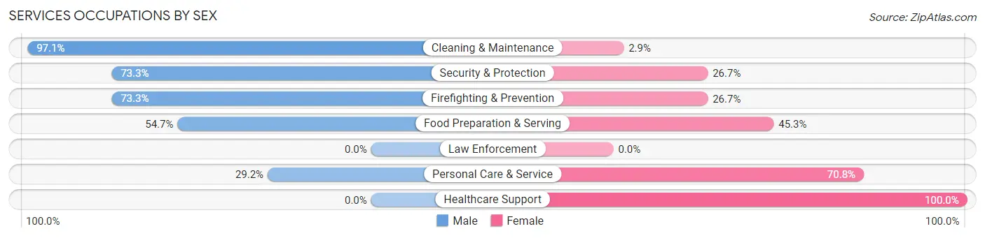 Services Occupations by Sex in Zip Code 61525