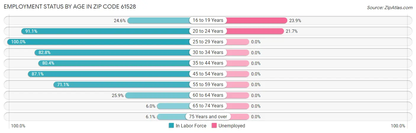 Employment Status by Age in Zip Code 61528