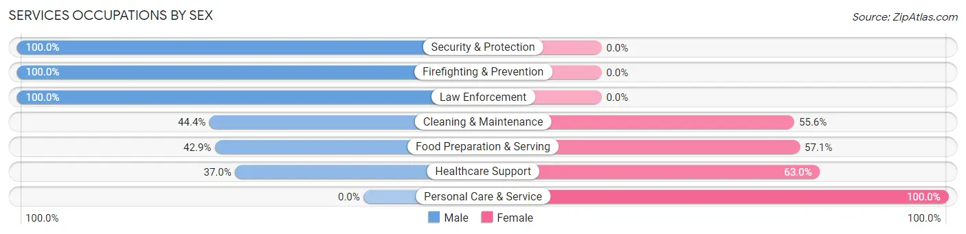 Services Occupations by Sex in Zip Code 61533