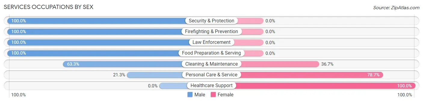 Services Occupations by Sex in Zip Code 61535
