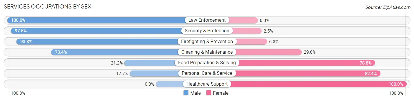 Services Occupations by Sex in Zip Code 61607
