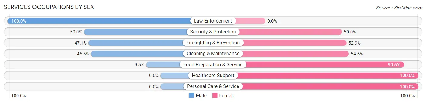Services Occupations by Sex in Zip Code 61729