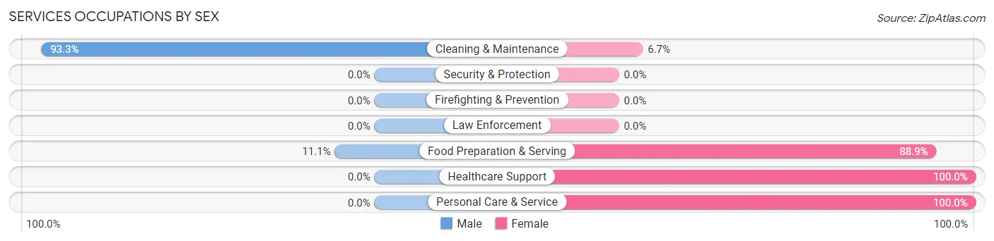Services Occupations by Sex in Zip Code 61733