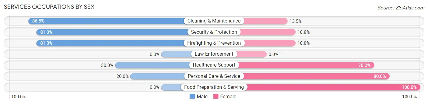 Services Occupations by Sex in Zip Code 61736