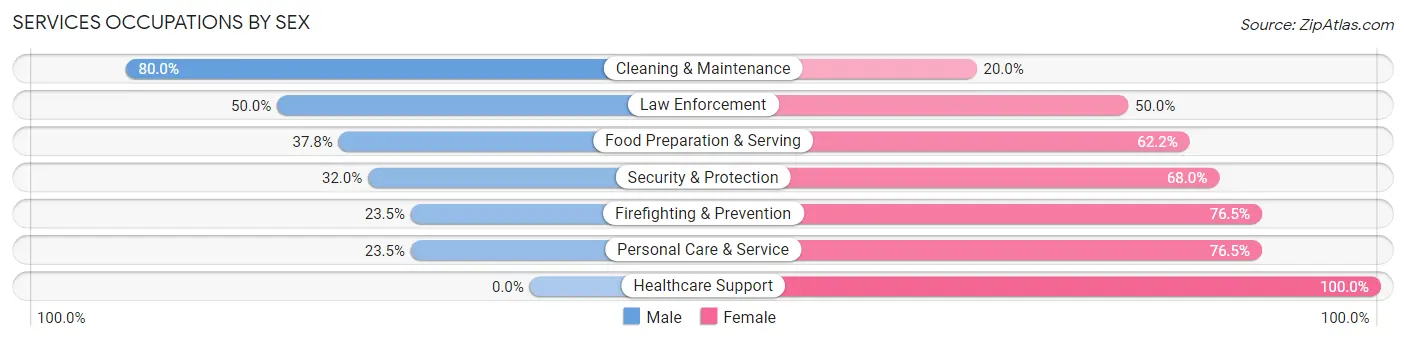 Services Occupations by Sex in Zip Code 61740