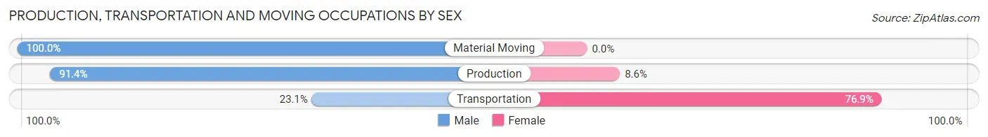 Production, Transportation and Moving Occupations by Sex in Zip Code 61747