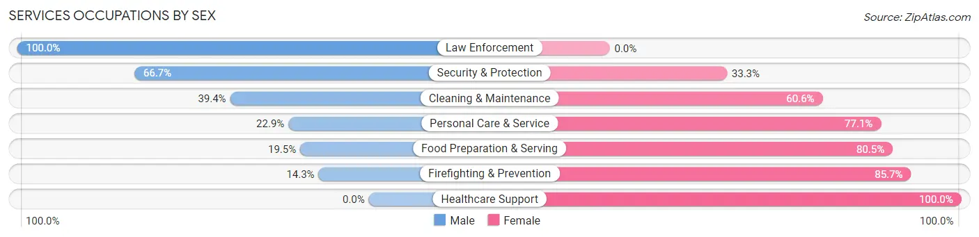 Services Occupations by Sex in Zip Code 61755