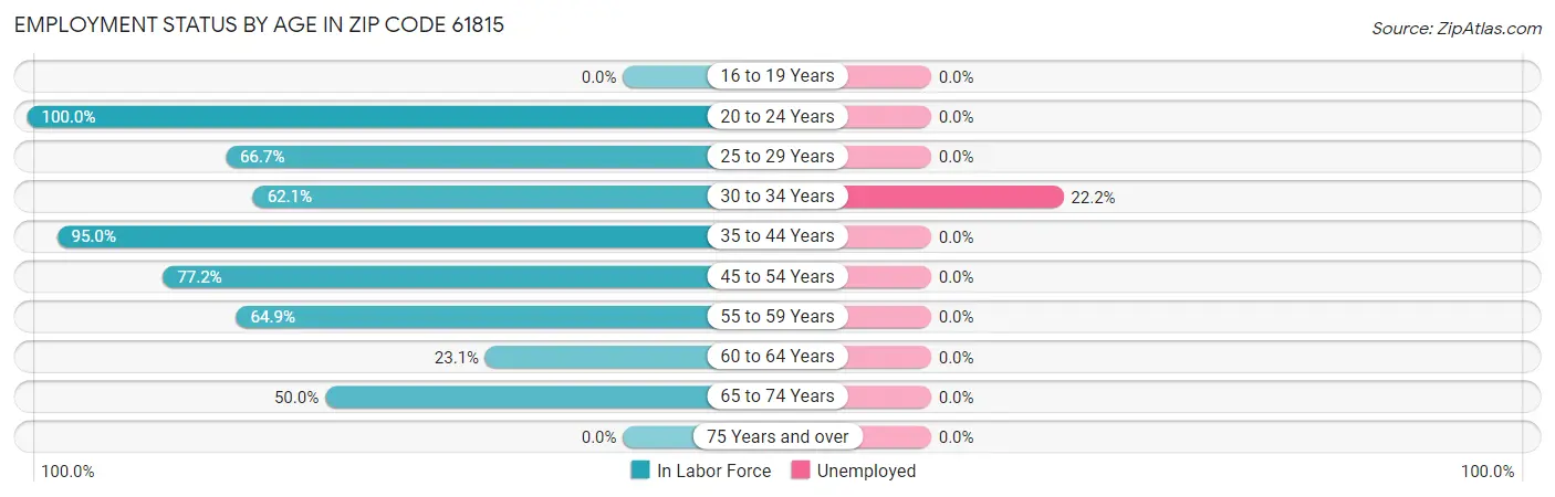 Employment Status by Age in Zip Code 61815