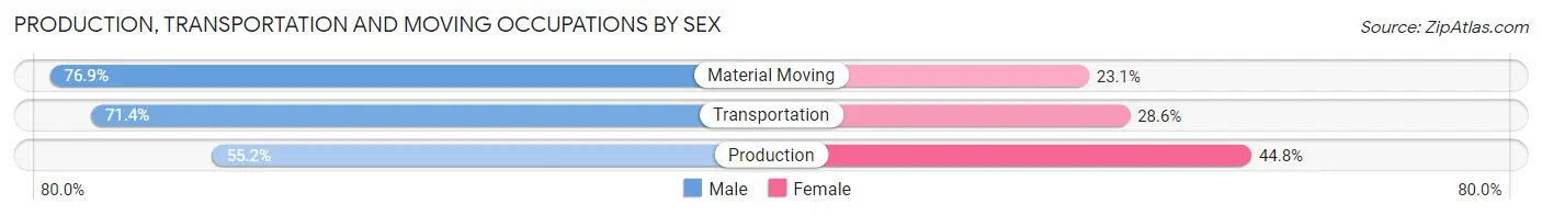 Production, Transportation and Moving Occupations by Sex in Zip Code 61841
