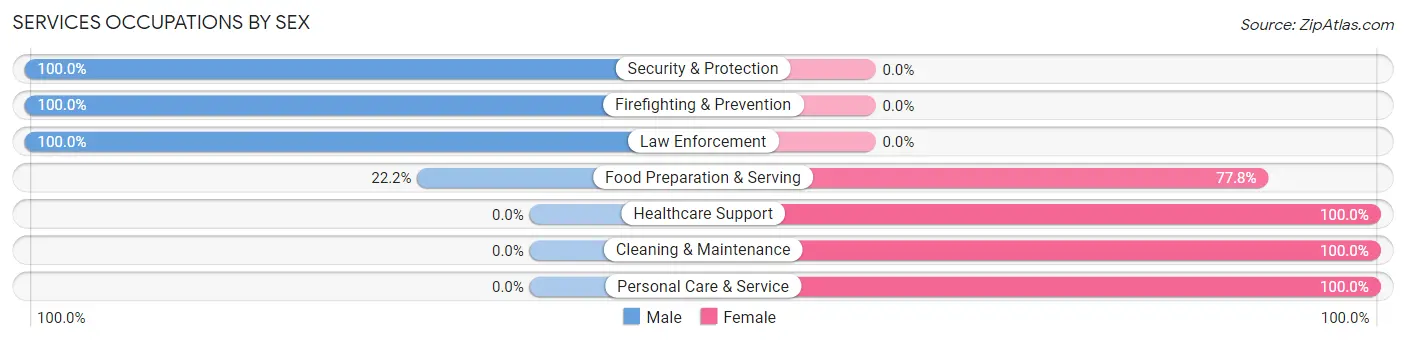 Services Occupations by Sex in Zip Code 61841