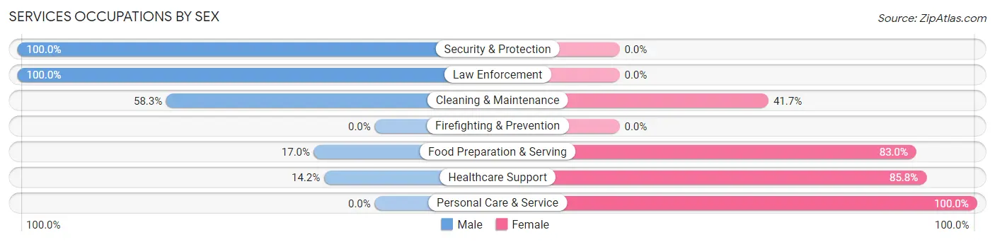 Services Occupations by Sex in Zip Code 61856