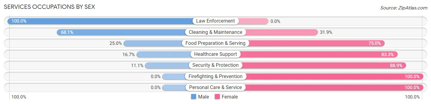 Services Occupations by Sex in Zip Code 61859