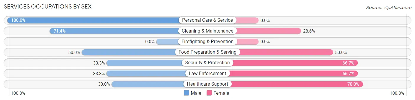 Services Occupations by Sex in Zip Code 61864
