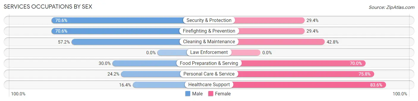 Services Occupations by Sex in Zip Code 61866