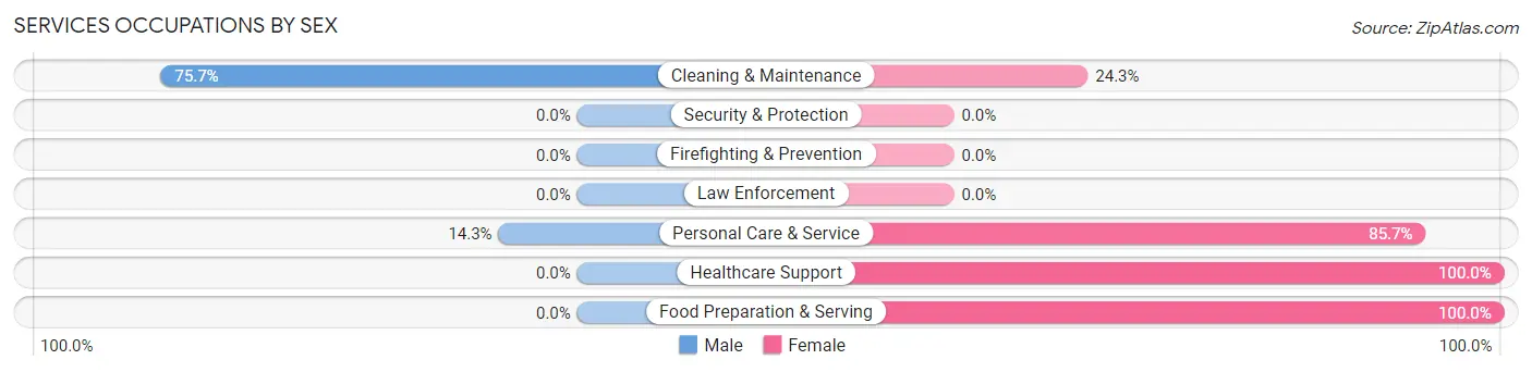 Services Occupations by Sex in Zip Code 61943