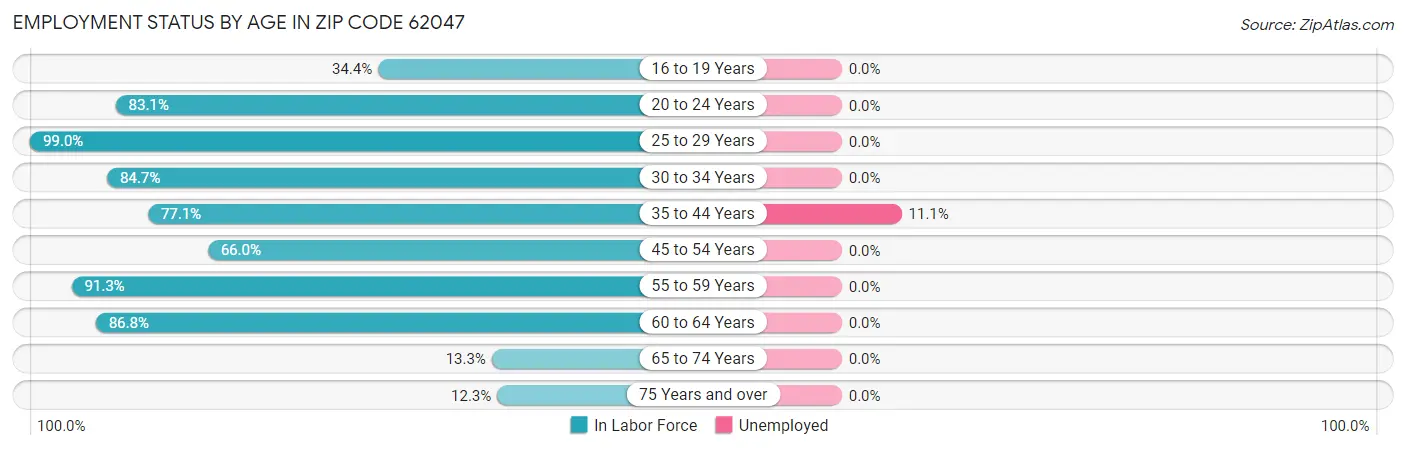 Employment Status by Age in Zip Code 62047