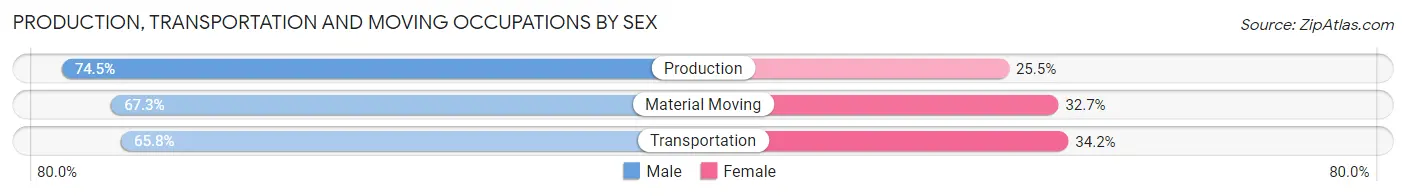 Production, Transportation and Moving Occupations by Sex in Zip Code 62056
