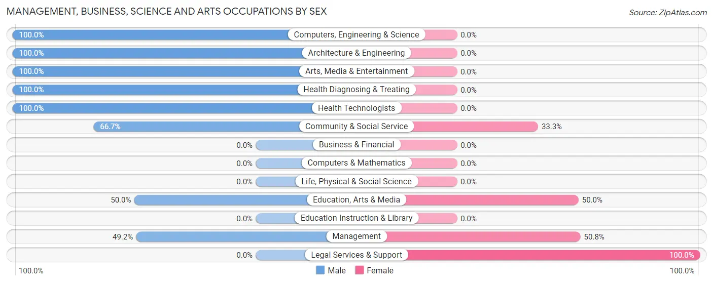 Management, Business, Science and Arts Occupations by Sex in Zip Code 62058