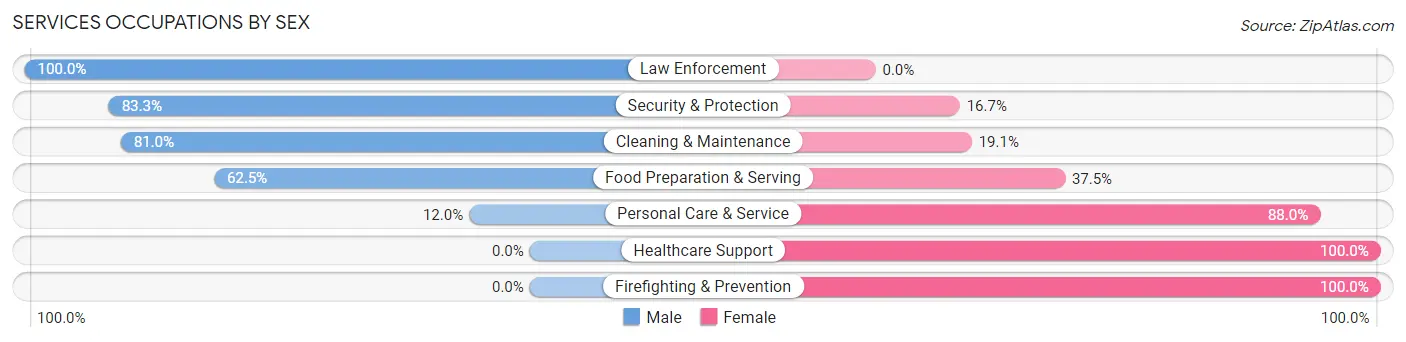 Services Occupations by Sex in Zip Code 62075
