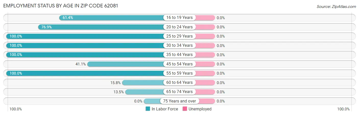 Employment Status by Age in Zip Code 62081