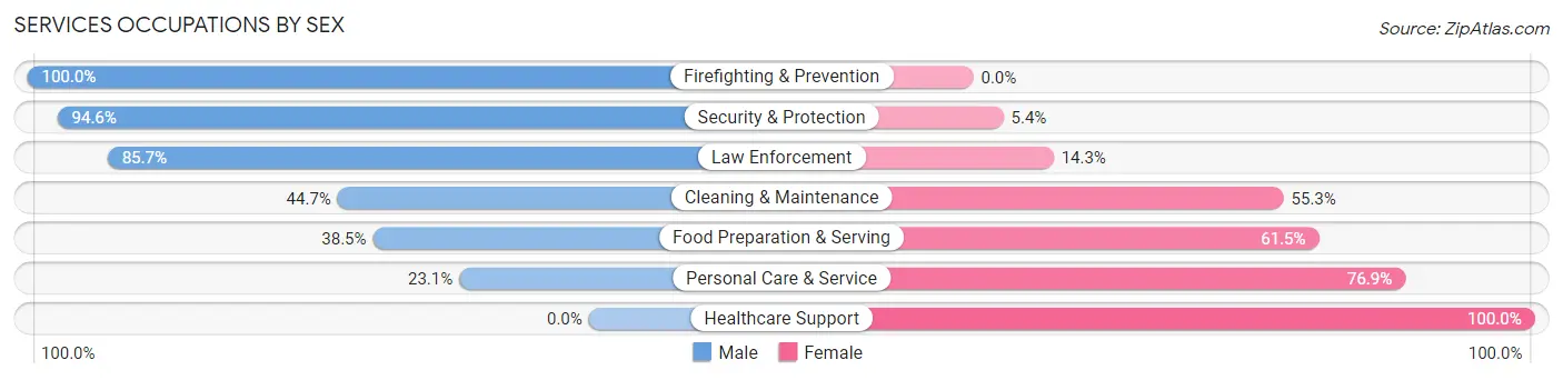 Services Occupations by Sex in Zip Code 62084