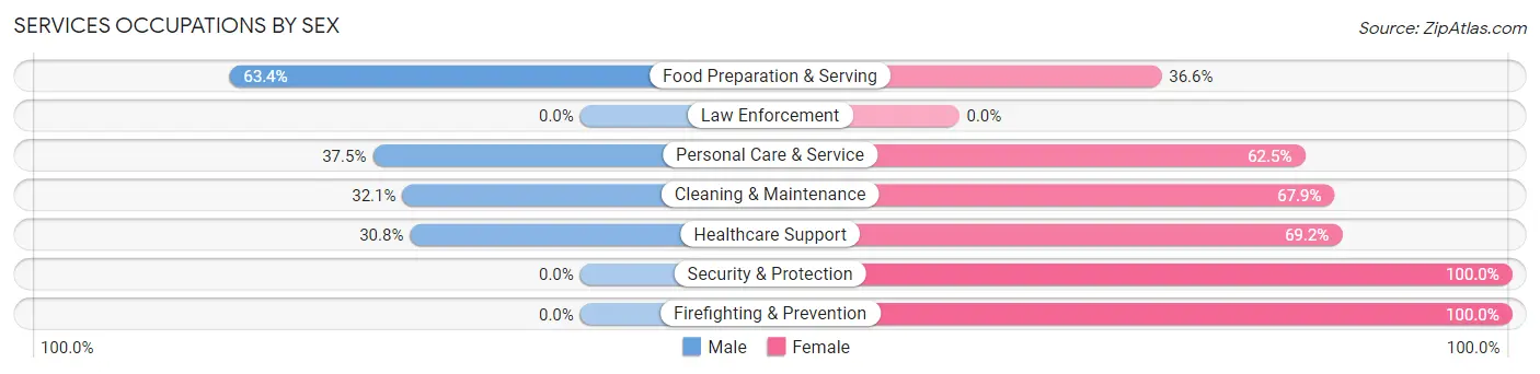 Services Occupations by Sex in Zip Code 62090