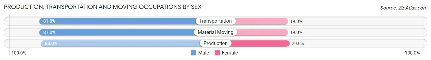 Production, Transportation and Moving Occupations by Sex in Zip Code 62097