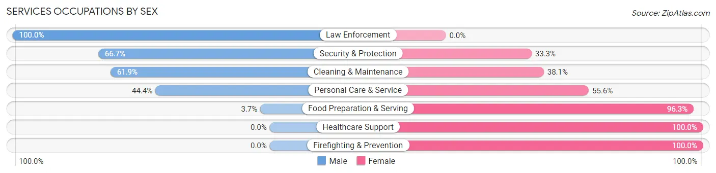 Services Occupations by Sex in Zip Code 62097