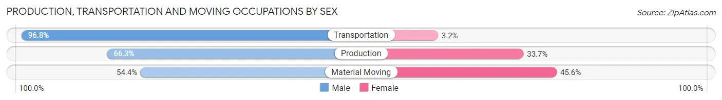 Production, Transportation and Moving Occupations by Sex in Zip Code 62206