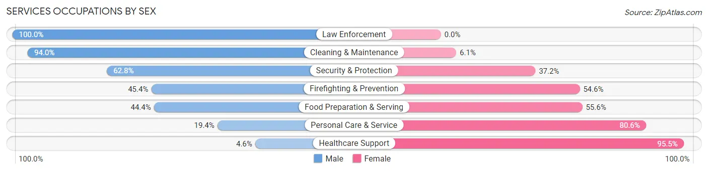 Services Occupations by Sex in Zip Code 62221