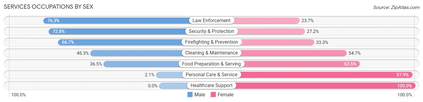 Services Occupations by Sex in Zip Code 62236