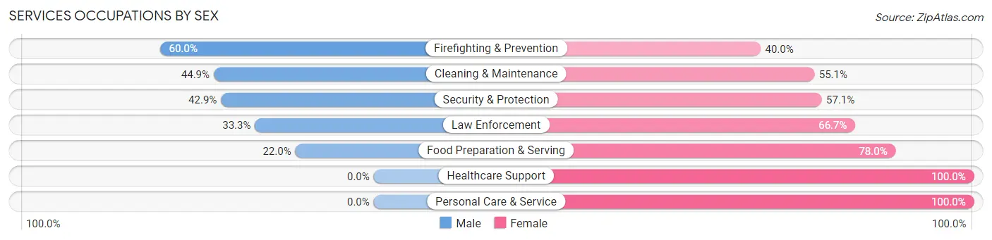 Services Occupations by Sex in Zip Code 62237