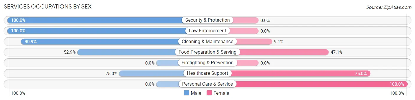Services Occupations by Sex in Zip Code 62238