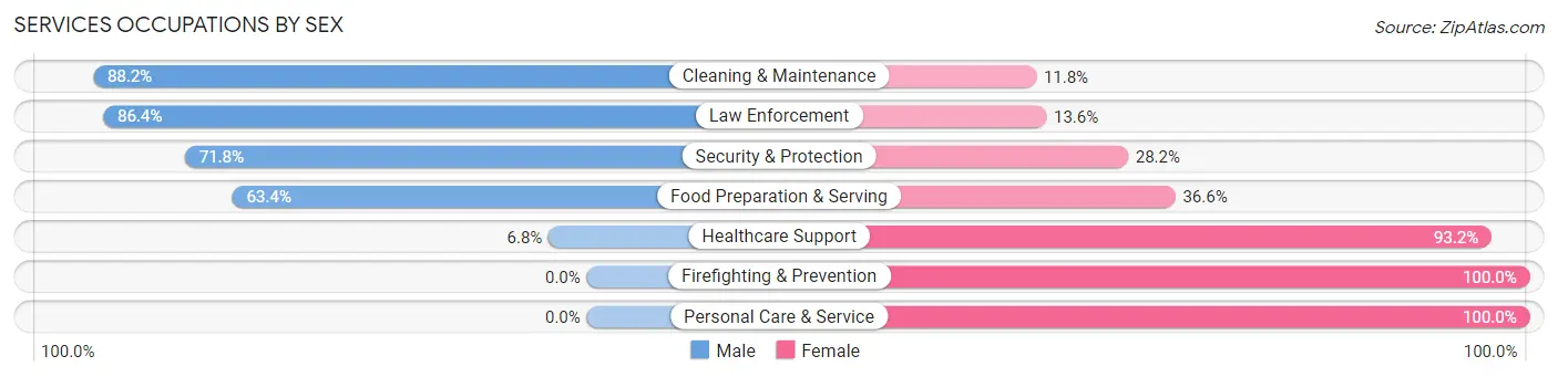 Services Occupations by Sex in Zip Code 62242
