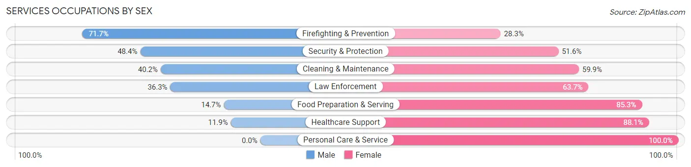 Services Occupations by Sex in Zip Code 62246
