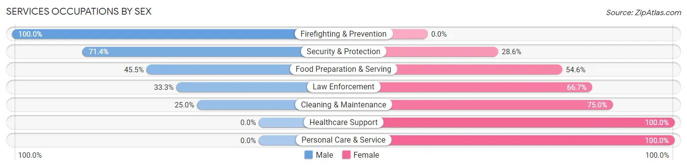Services Occupations by Sex in Zip Code 62253
