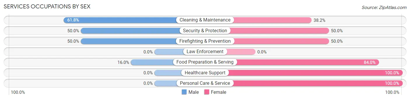 Services Occupations by Sex in Zip Code 62277