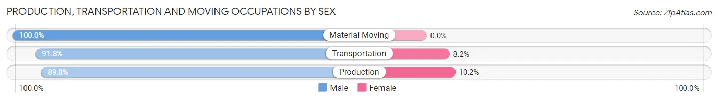 Production, Transportation and Moving Occupations by Sex in Zip Code 62298