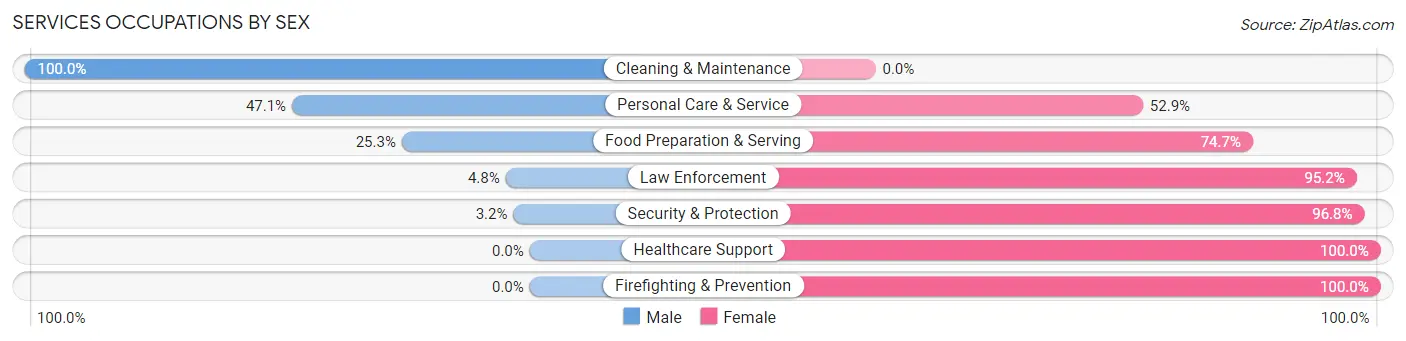 Services Occupations by Sex in Zip Code 62341