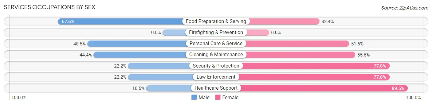 Services Occupations by Sex in Zip Code 62351