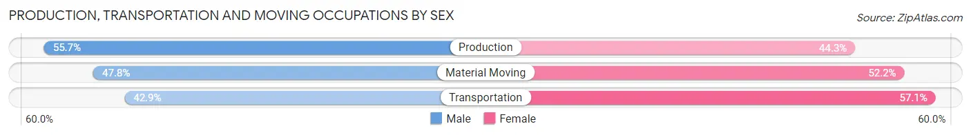 Production, Transportation and Moving Occupations by Sex in Zip Code 62360