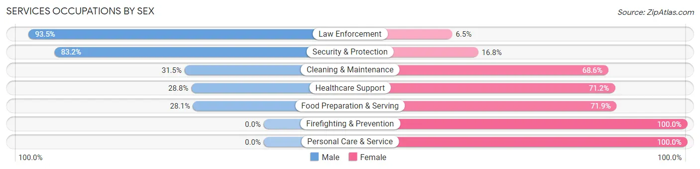 Services Occupations by Sex in Zip Code 62363