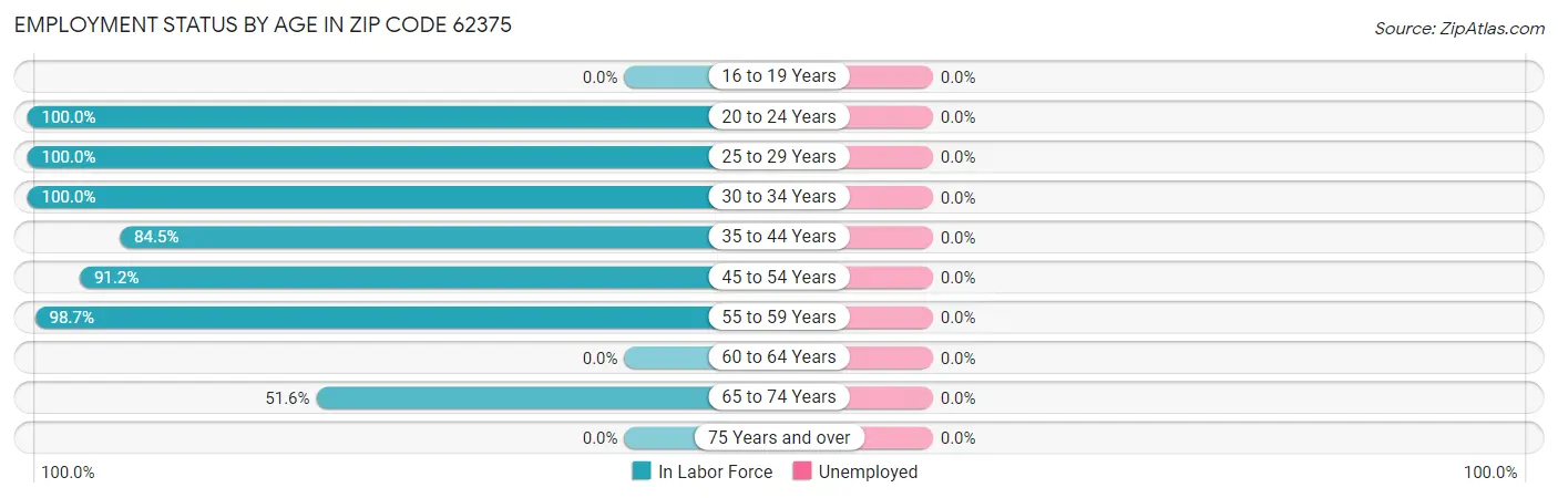 Employment Status by Age in Zip Code 62375