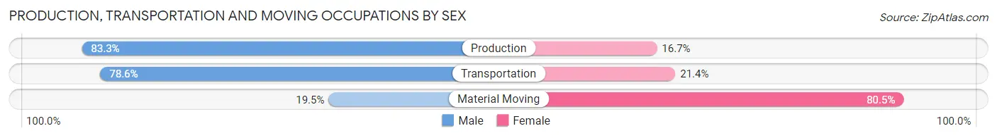 Production, Transportation and Moving Occupations by Sex in Zip Code 62378
