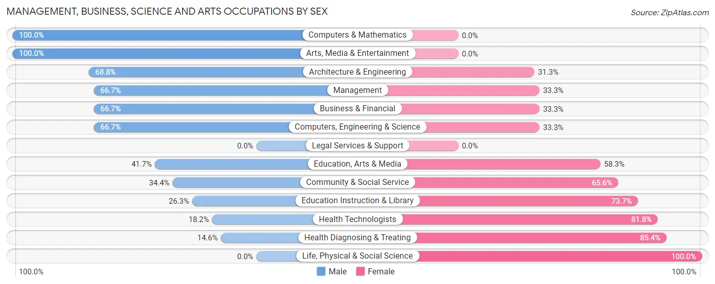 Management, Business, Science and Arts Occupations by Sex in Zip Code 62410