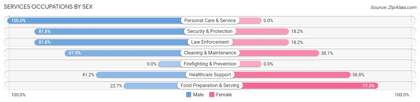 Services Occupations by Sex in Zip Code 62463